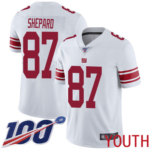 Youth New York Giants #87 Sterling Shepard White Vapor Untouchable Limited Player 100th Season Football NFL Jersey->youth nfl jersey->Youth Jersey